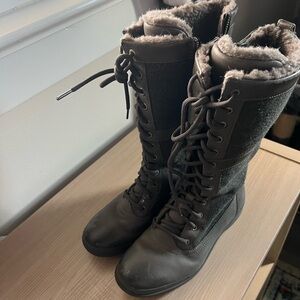 UGG Lace-Up Boots with Fur Lining